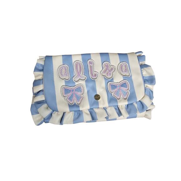 Stoney Clover Lane Personalized ALISA Ruffle Jewelry Roll Blue Strip - Picture 4 of 8